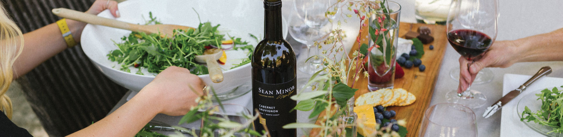 Sean Minor Wines on a dinner table