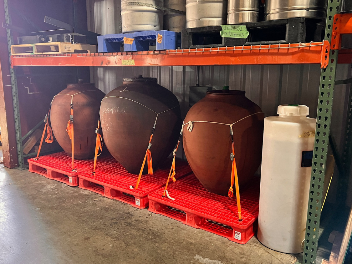 3 clay amphorae