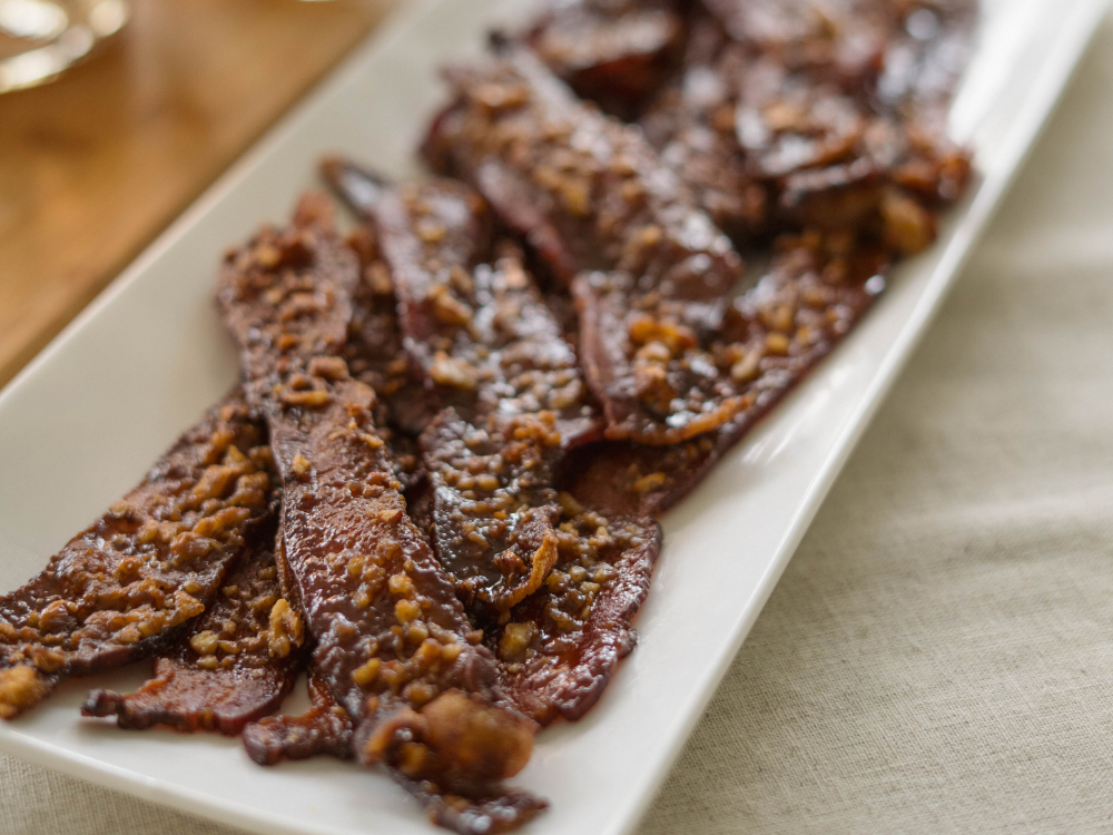 plate of bacon praline