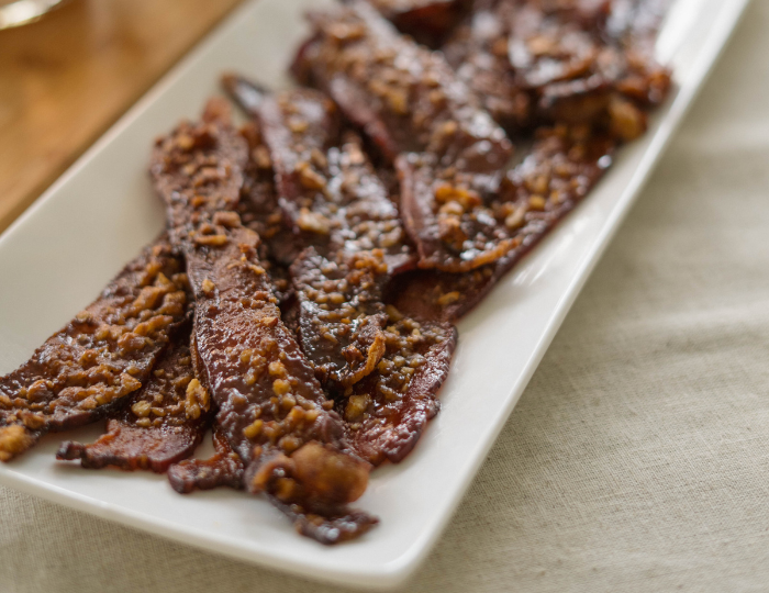 plate of bacon praline