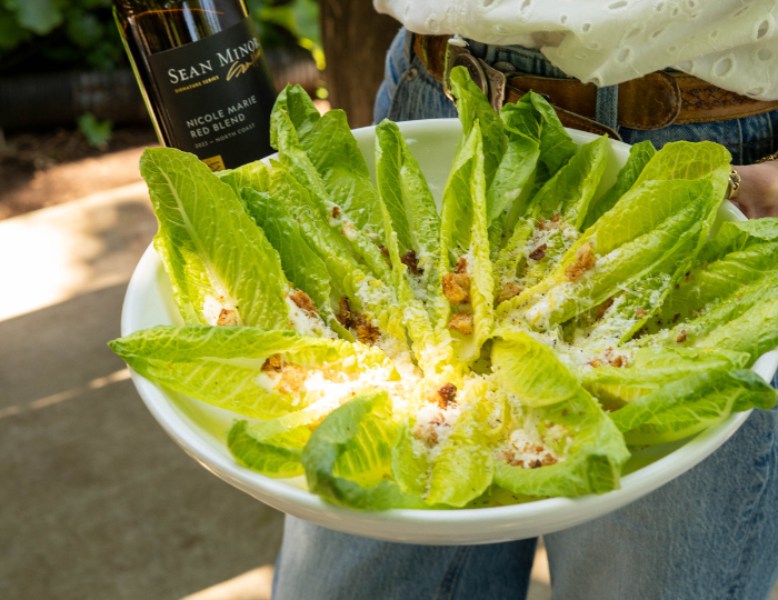 platter of caesar leaves arranged in circle